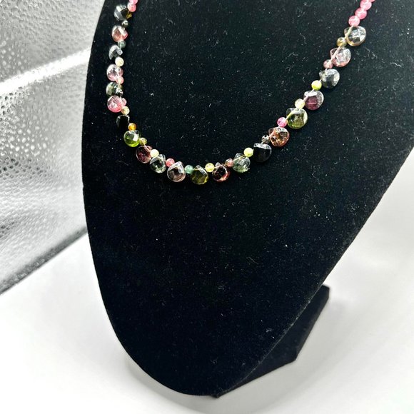 16" Purple and Green  Natural Tourmaline Crystal Necklace and Matching Earrings - Picture 4 of 13